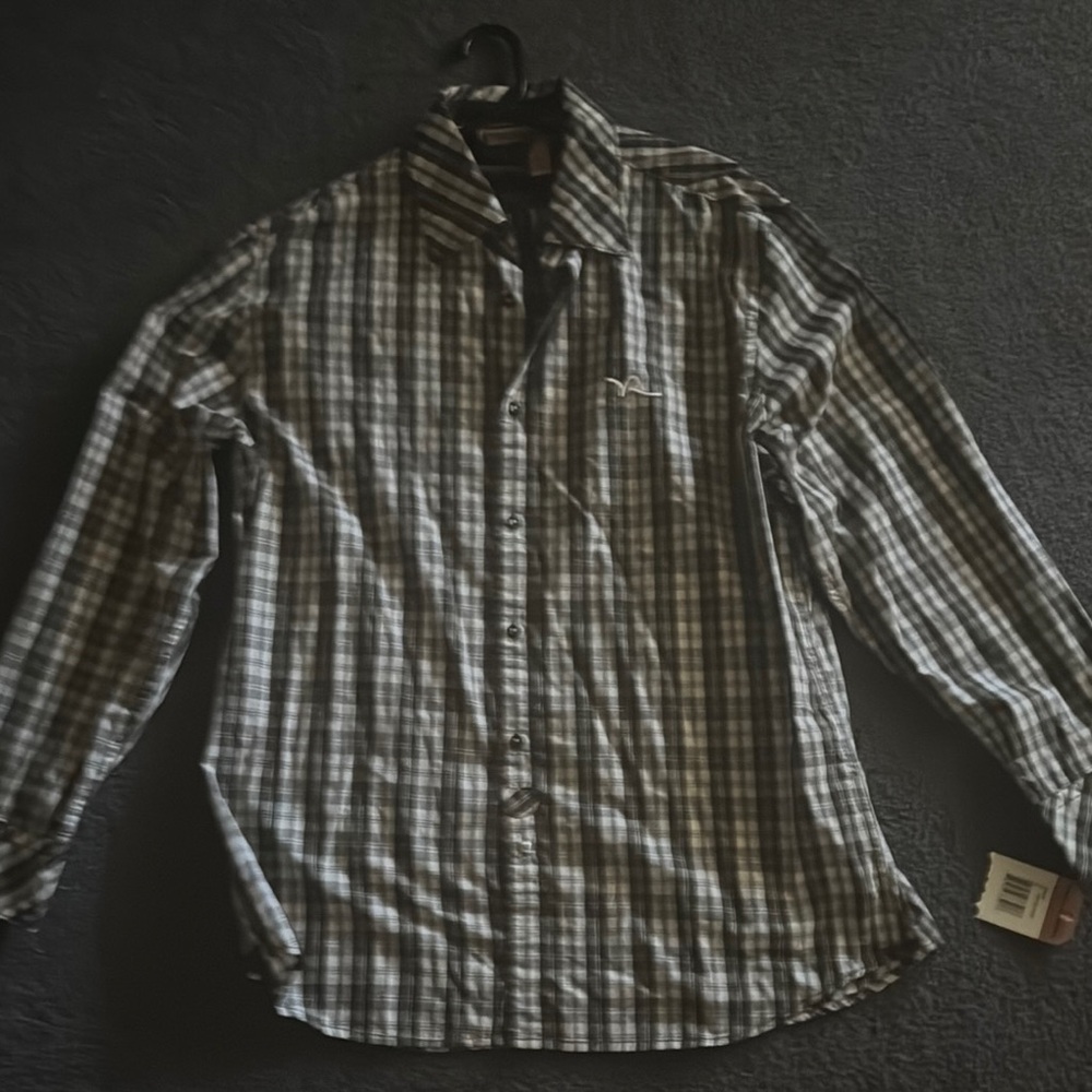 Men's RocaWear plaid long sleeve shirt.   Color: Hunter Green.